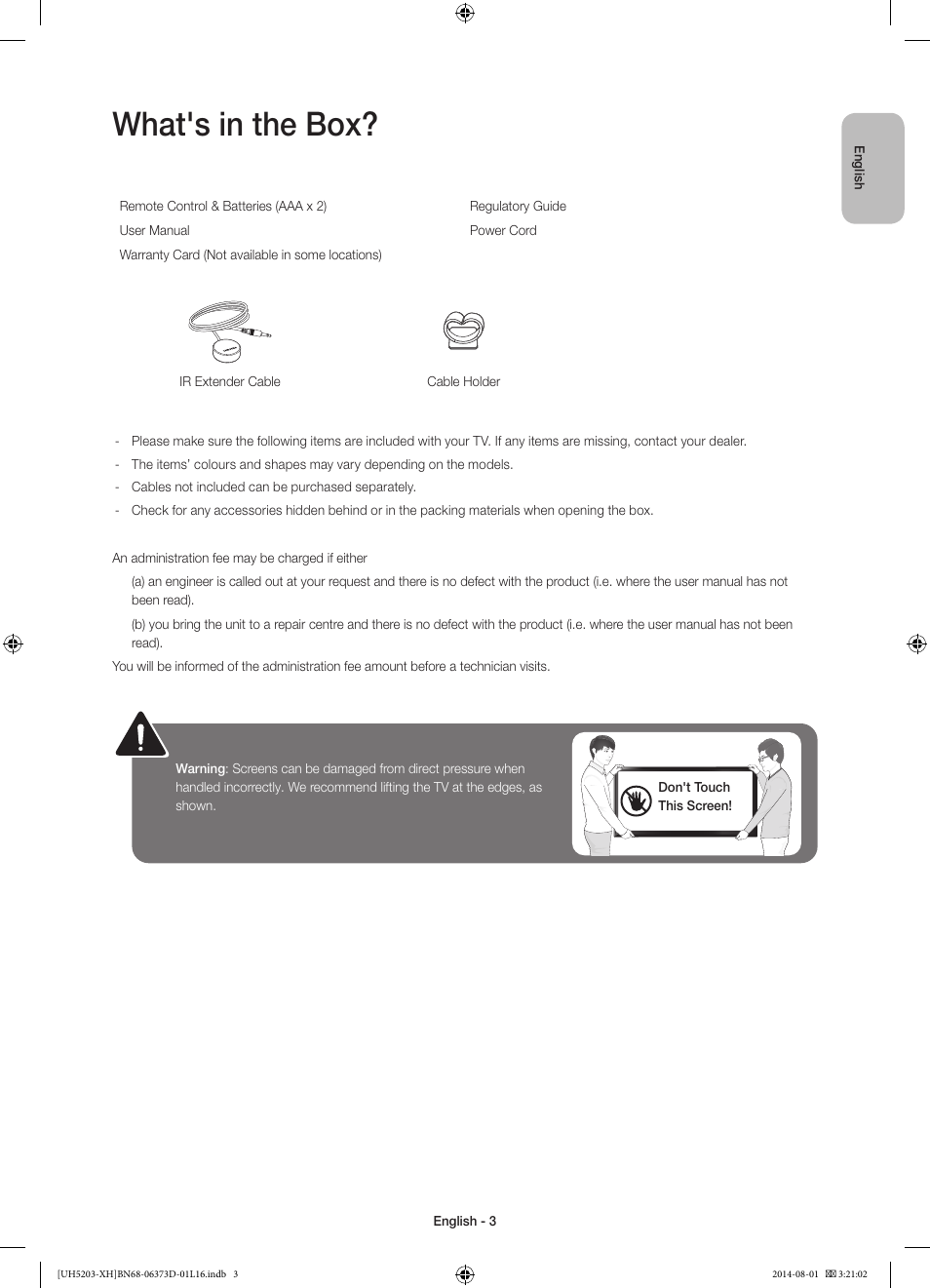 What's in the box | Samsung UE58H5203AW User Manual | Page 3 / 321