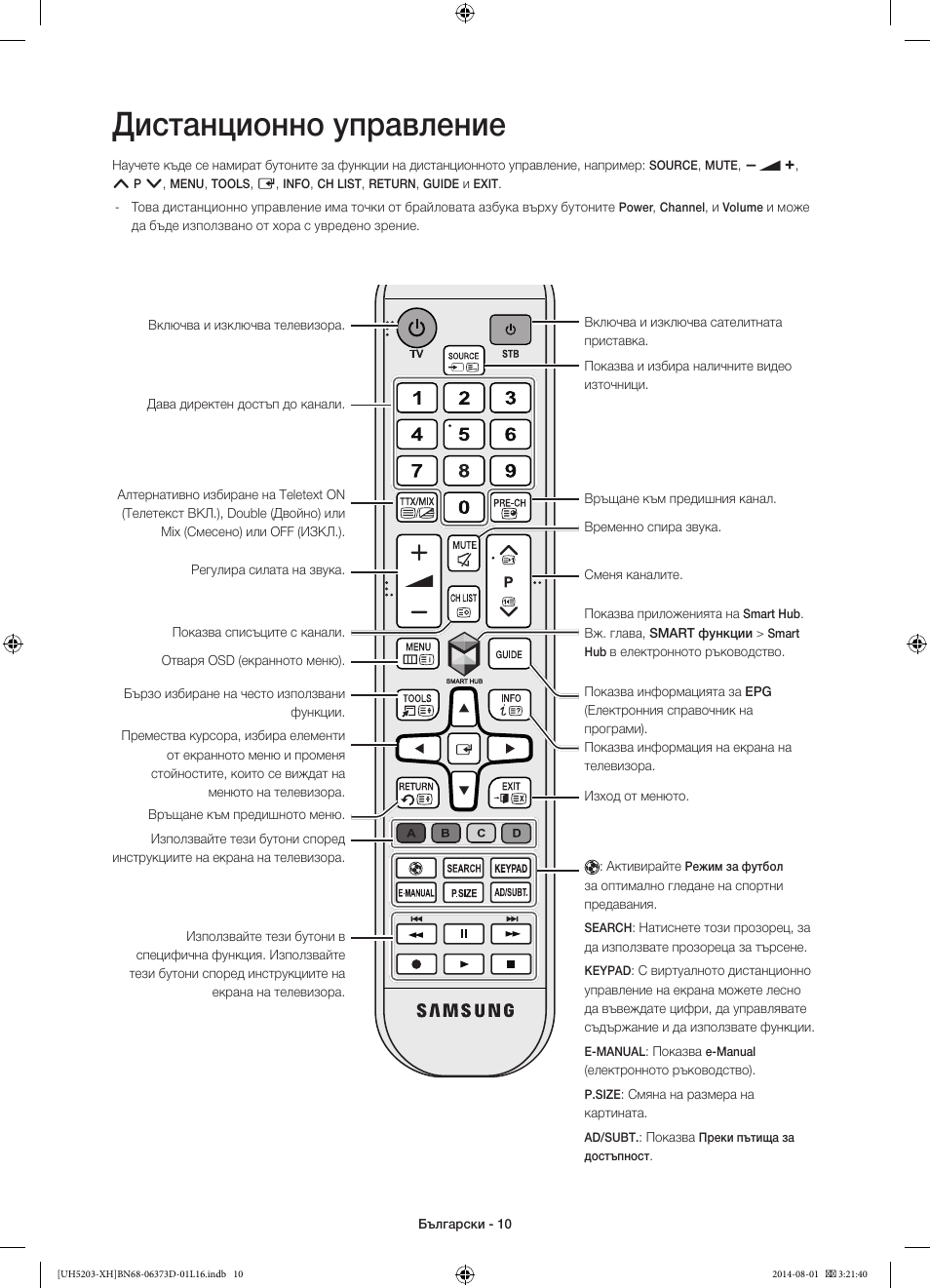 Дистанционно управление | Samsung UE58H5203AW User Manual | Page 90 / 321
