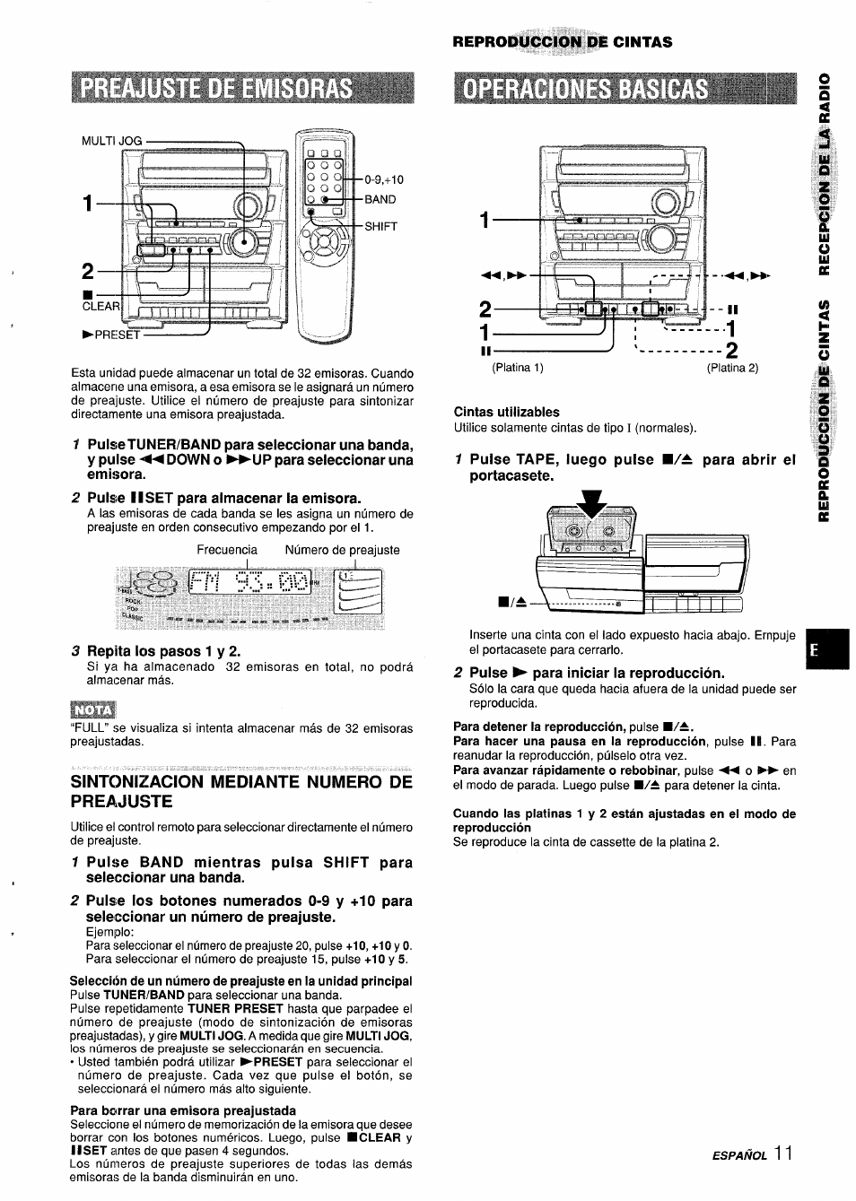 Sintonizacion mediante numero de preajuste, Oz o | Aiwa Z-L31 User Manual | Page 33 / 68