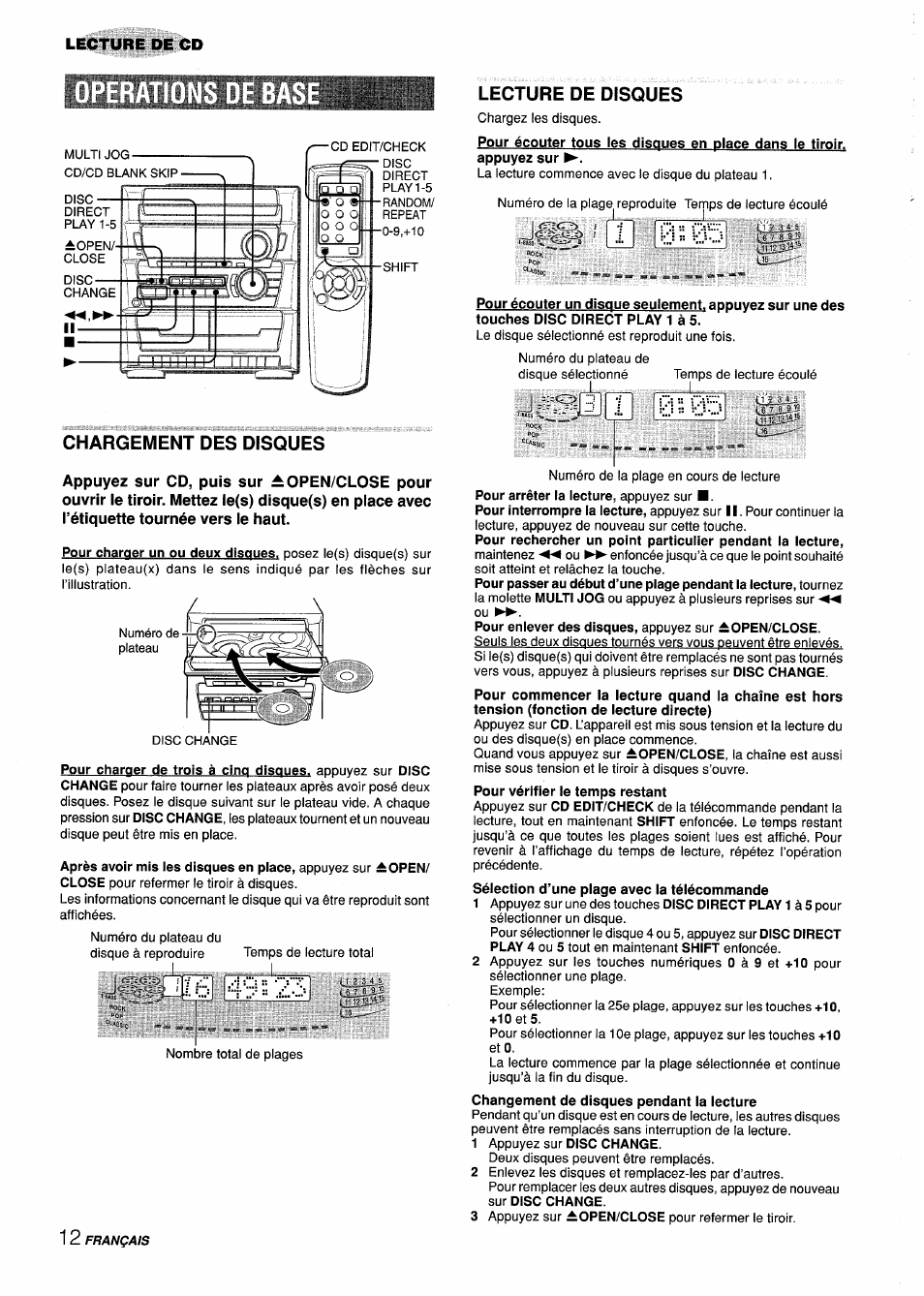 Chargement des disques, Lecture de disques | Aiwa Z-L31 User Manual | Page 56 / 68