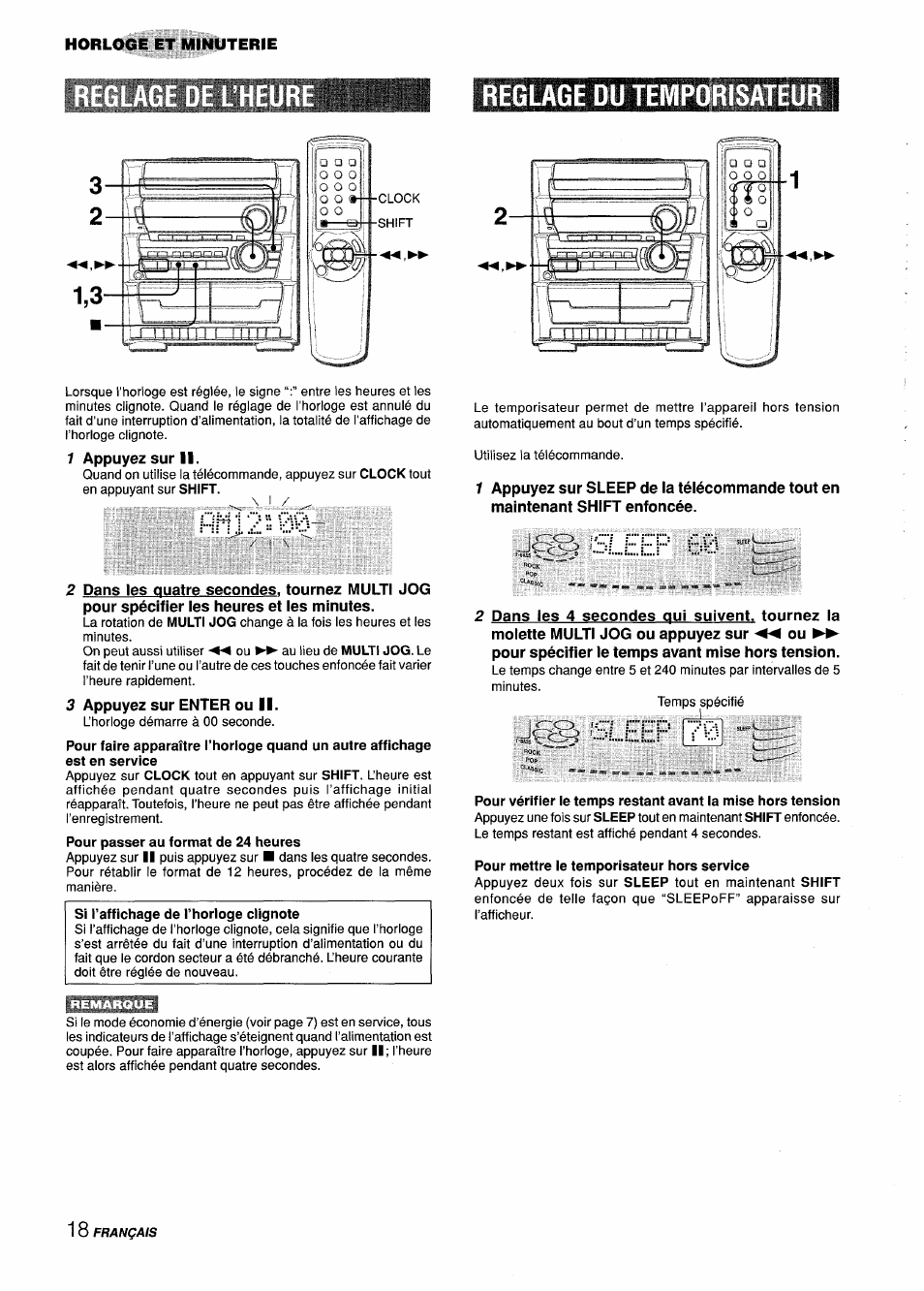 Reglage du temporisateur, 1 appuyez sur ii, 3 appuyez sur enter ou ii | Pour mettre le temporisateur hors service, 6i..eep 60, Sleep | Aiwa Z-L31 User Manual | Page 62 / 68