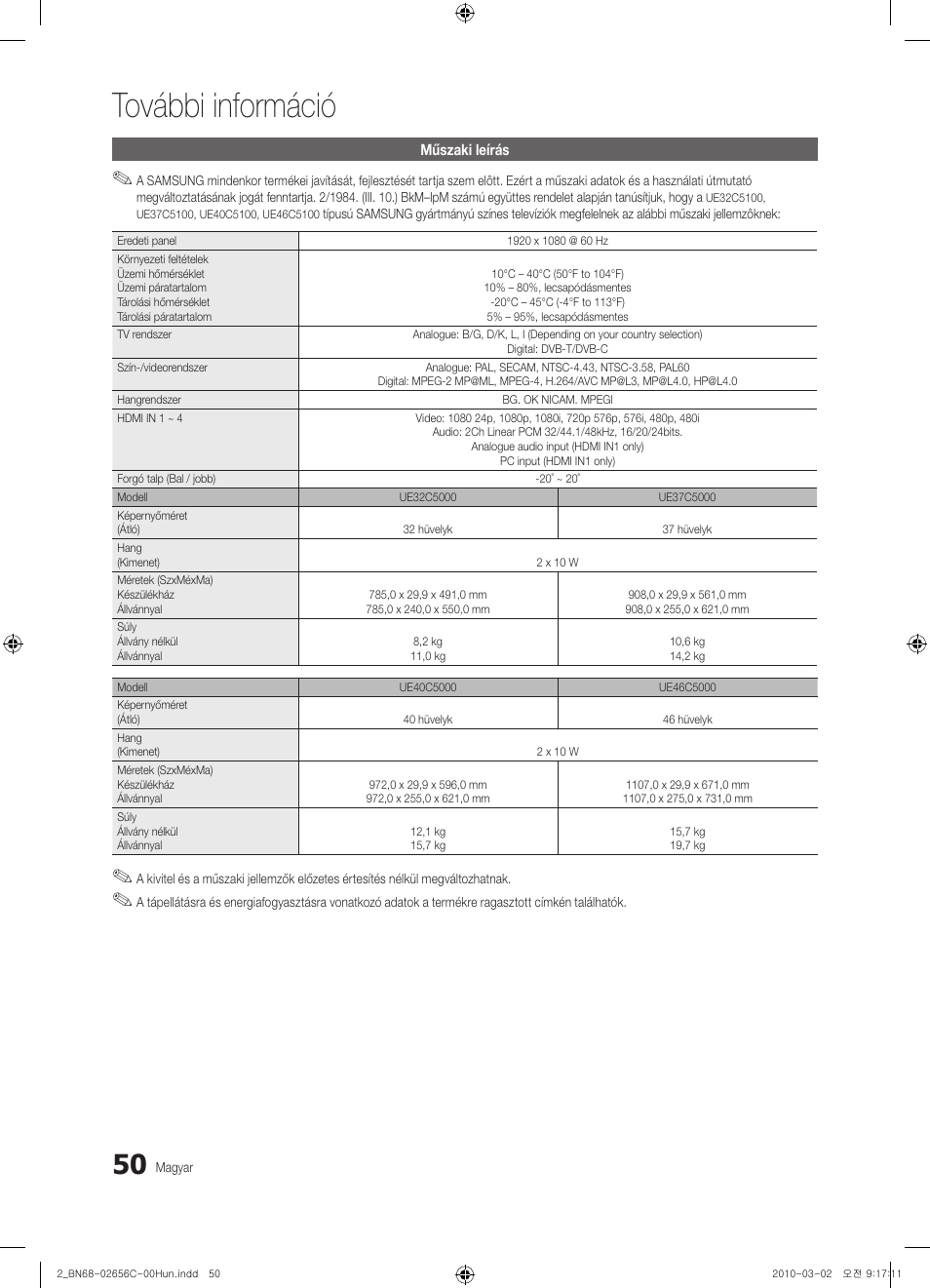 További információ | Samsung UE46C5000QW User Manual | Page 100 / 502