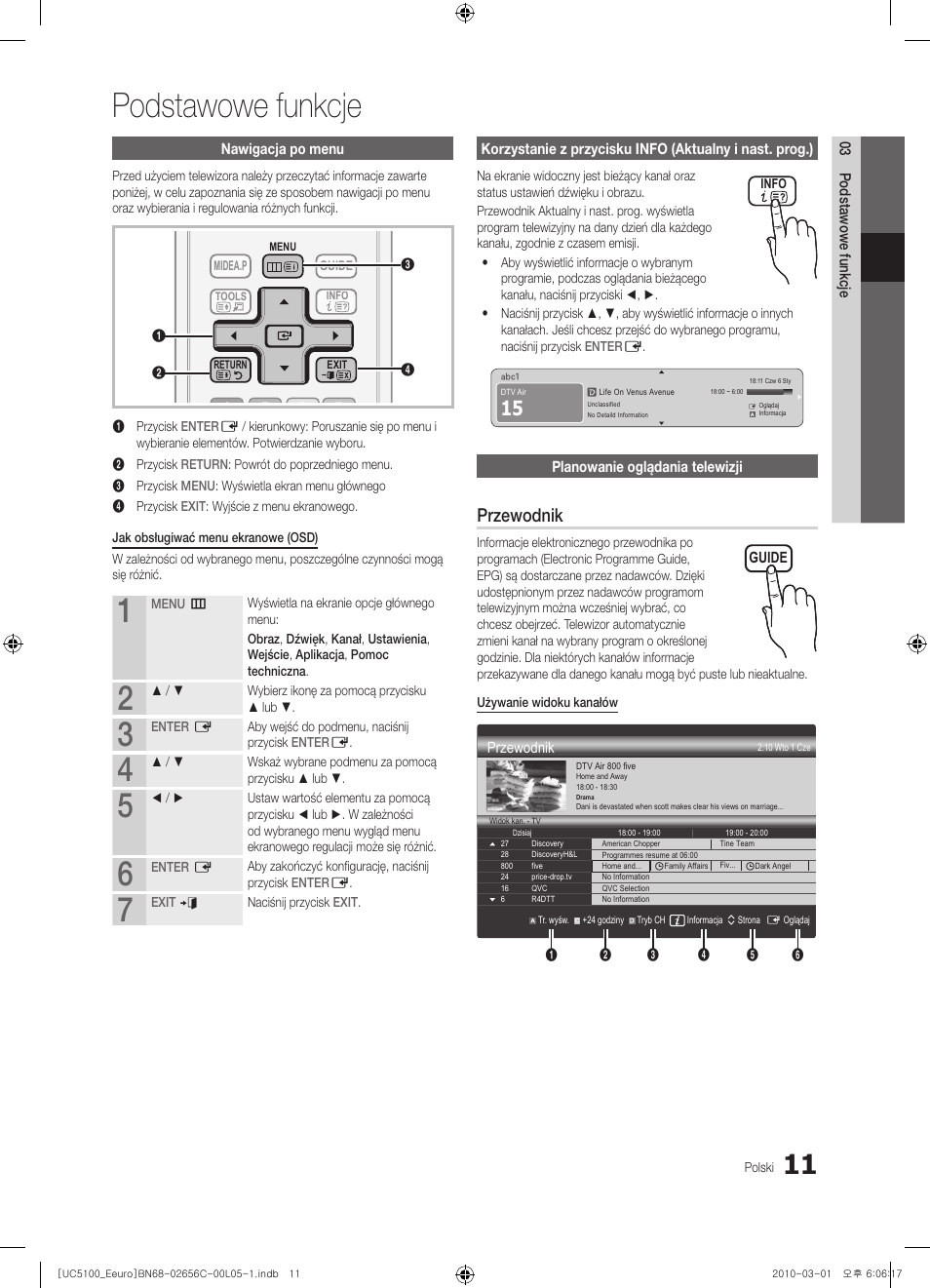 Podstawowe funkcje, Przewodnik | Samsung UE46C5000QW User Manual | Page 112 / 502