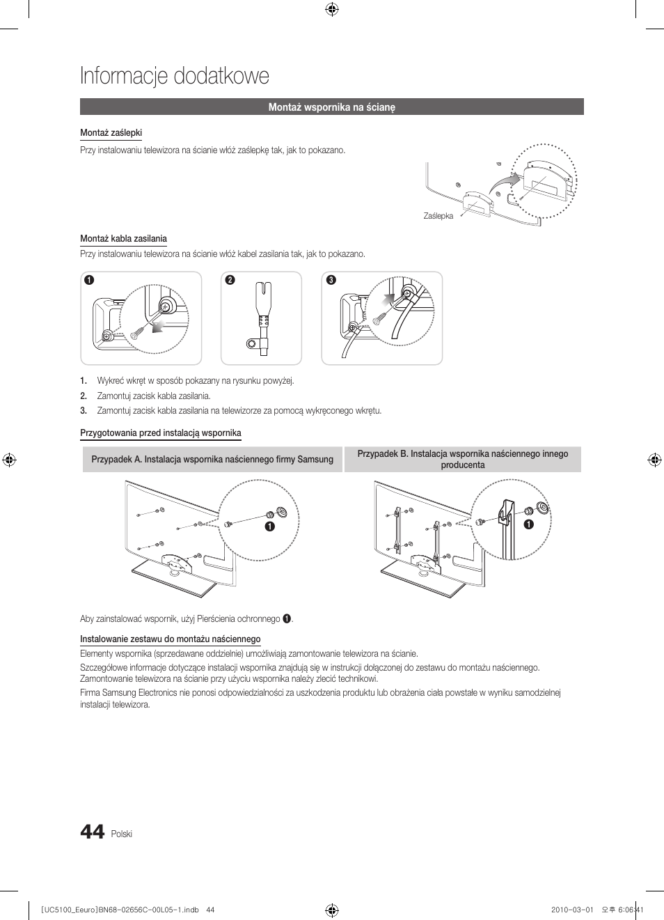 Informacje dodatkowe | Samsung UE46C5000QW User Manual | Page 145 / 502