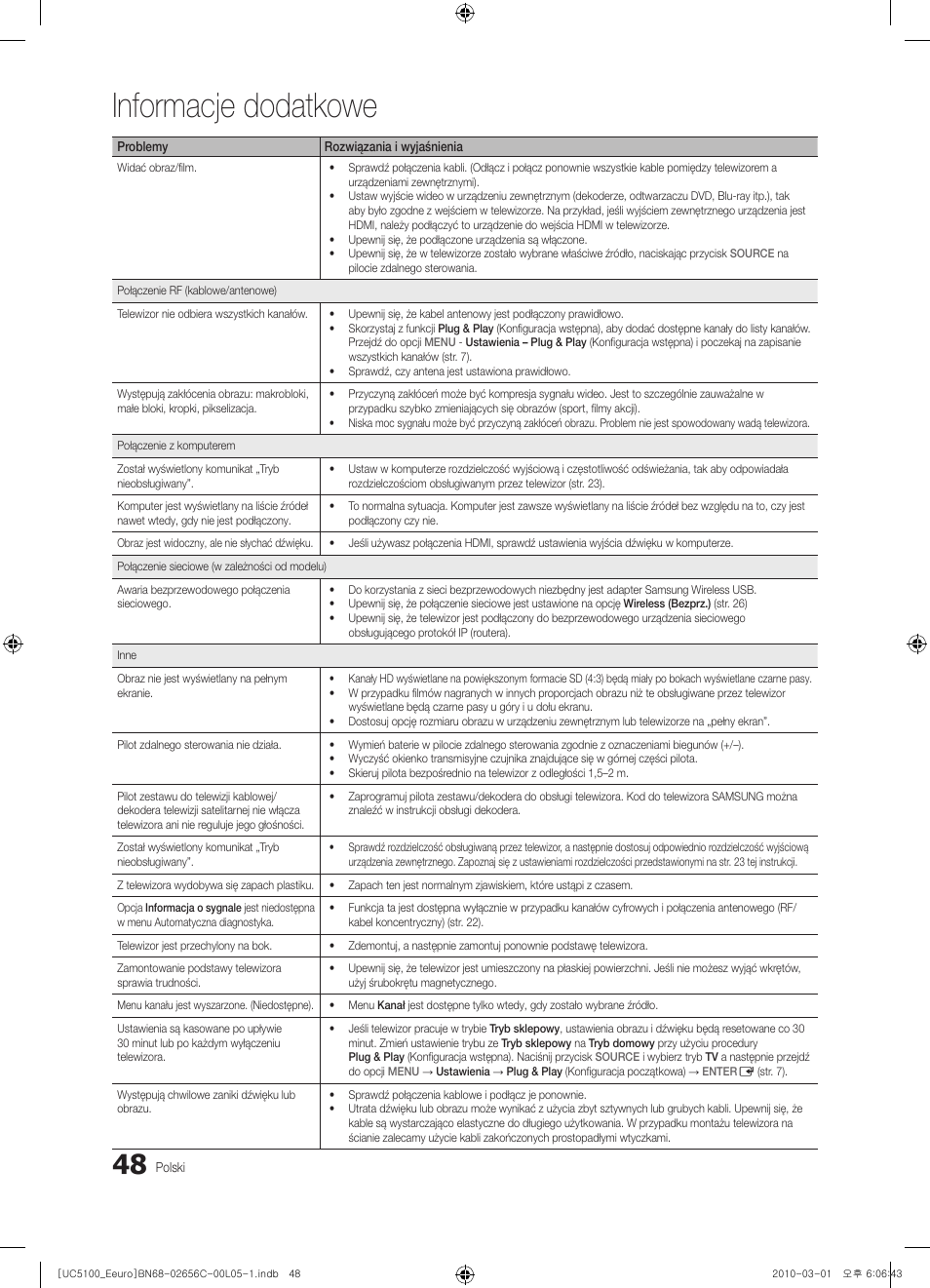 Informacje dodatkowe | Samsung UE46C5000QW User Manual | Page 149 / 502