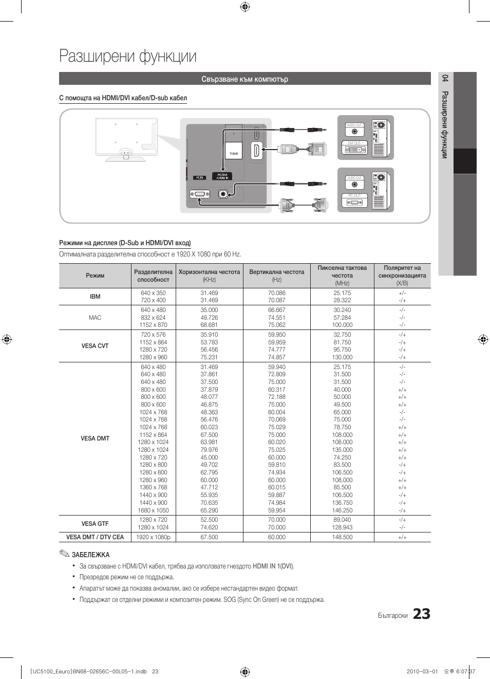 Разширени функции | Samsung UE46C5000QW User Manual | Page 224 / 502