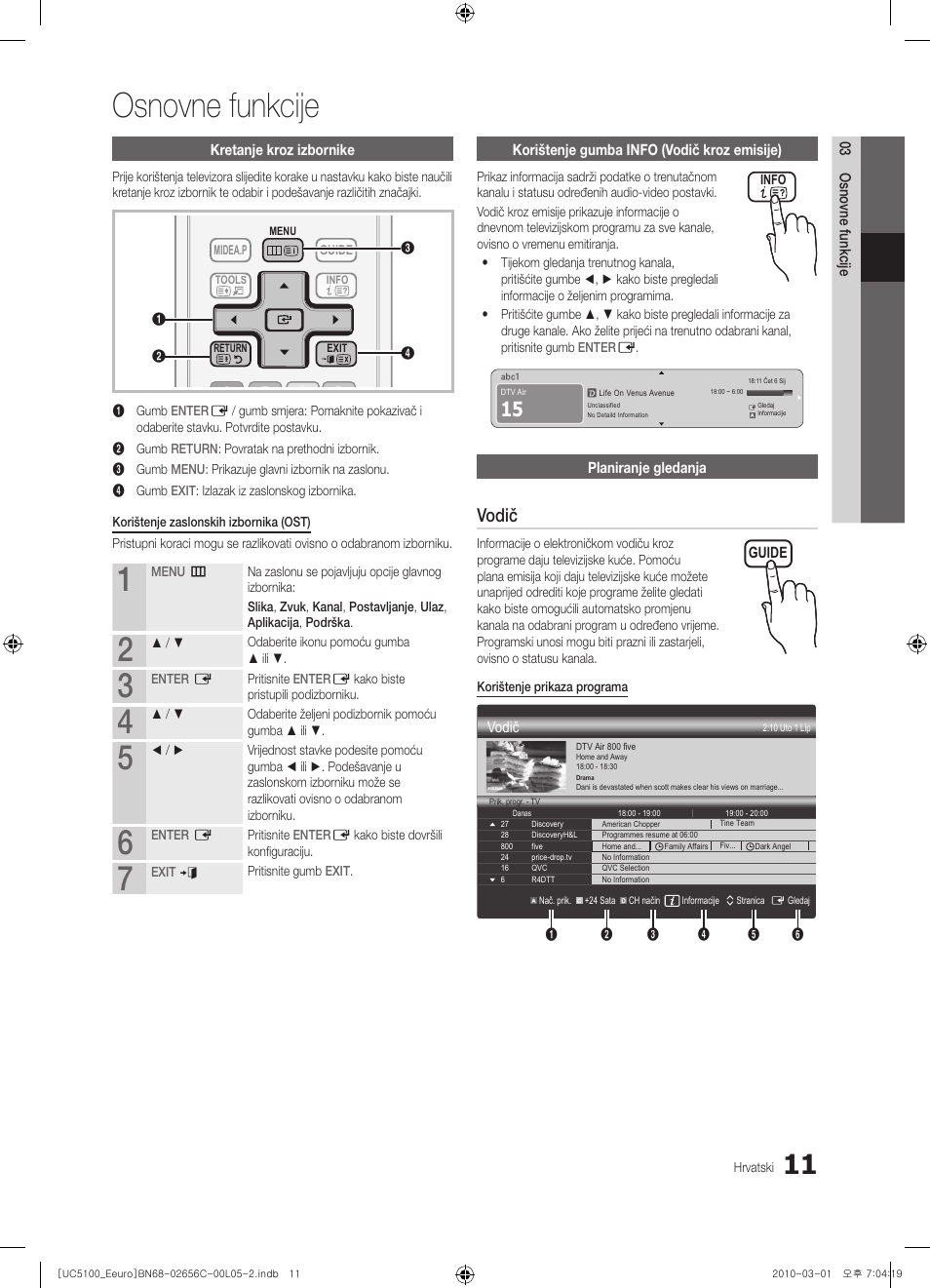 Osnovne funkcije, Vodič | Samsung UE46C5000QW User Manual | Page 262 / 502