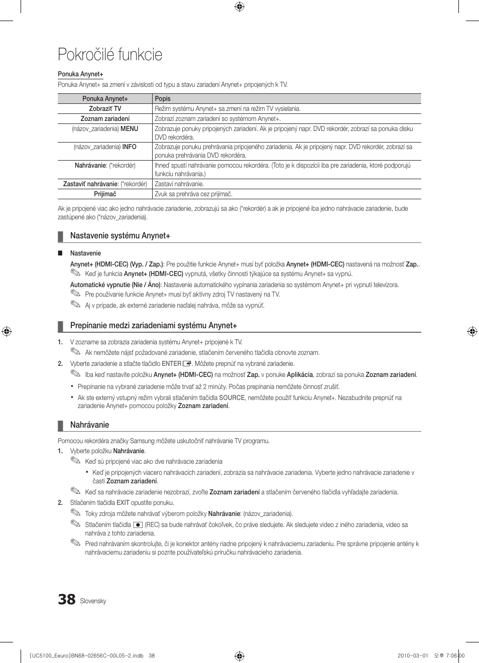 Pokročilé funkcie | Samsung UE46C5000QW User Manual | Page 389 / 502