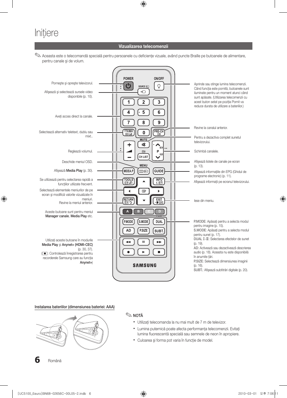 Iniţiere | Samsung UE46C5000QW User Manual | Page 407 / 502