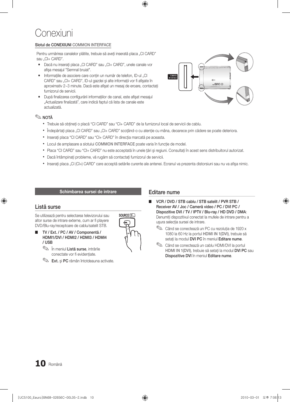 Conexiuni | Samsung UE46C5000QW User Manual | Page 411 / 502