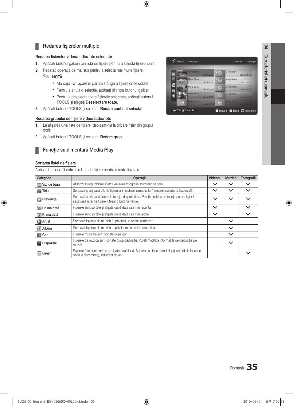 Redarea fişierelor multiple, Funcţie suplimentară media play | Samsung UE46C5000QW User Manual | Page 436 / 502
