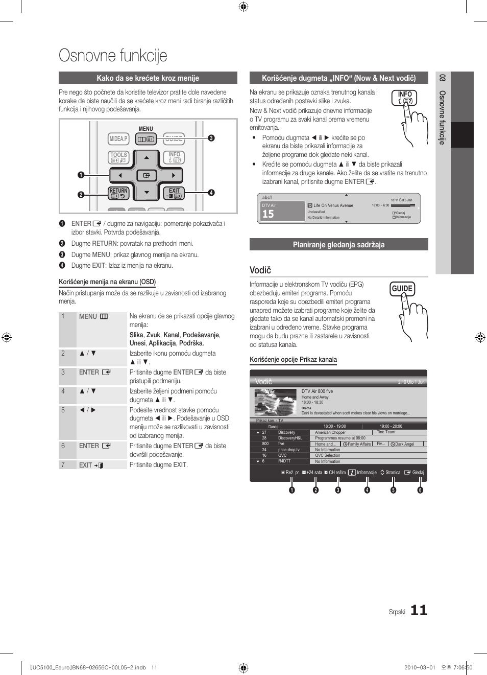 Osnovne funkcije, Vodič | Samsung UE46C5000QW User Manual | Page 462 / 502