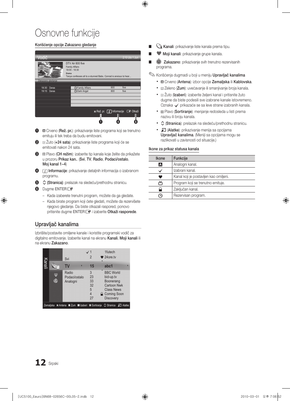 Osnovne funkcije, Upravljač kanalima | Samsung UE46C5000QW User Manual | Page 463 / 502