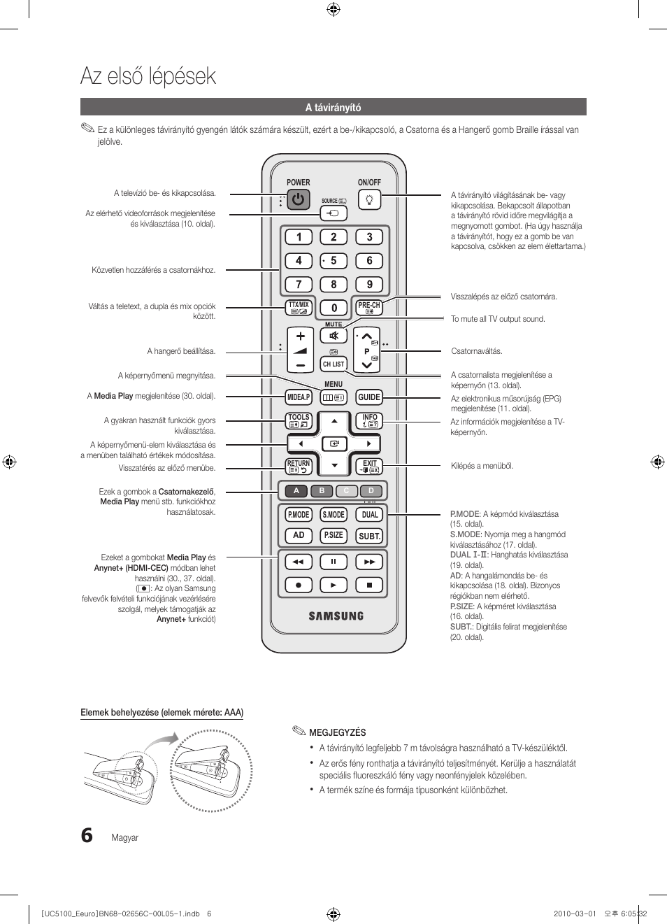 Az első lépések | Samsung UE46C5000QW User Manual | Page 56 / 502