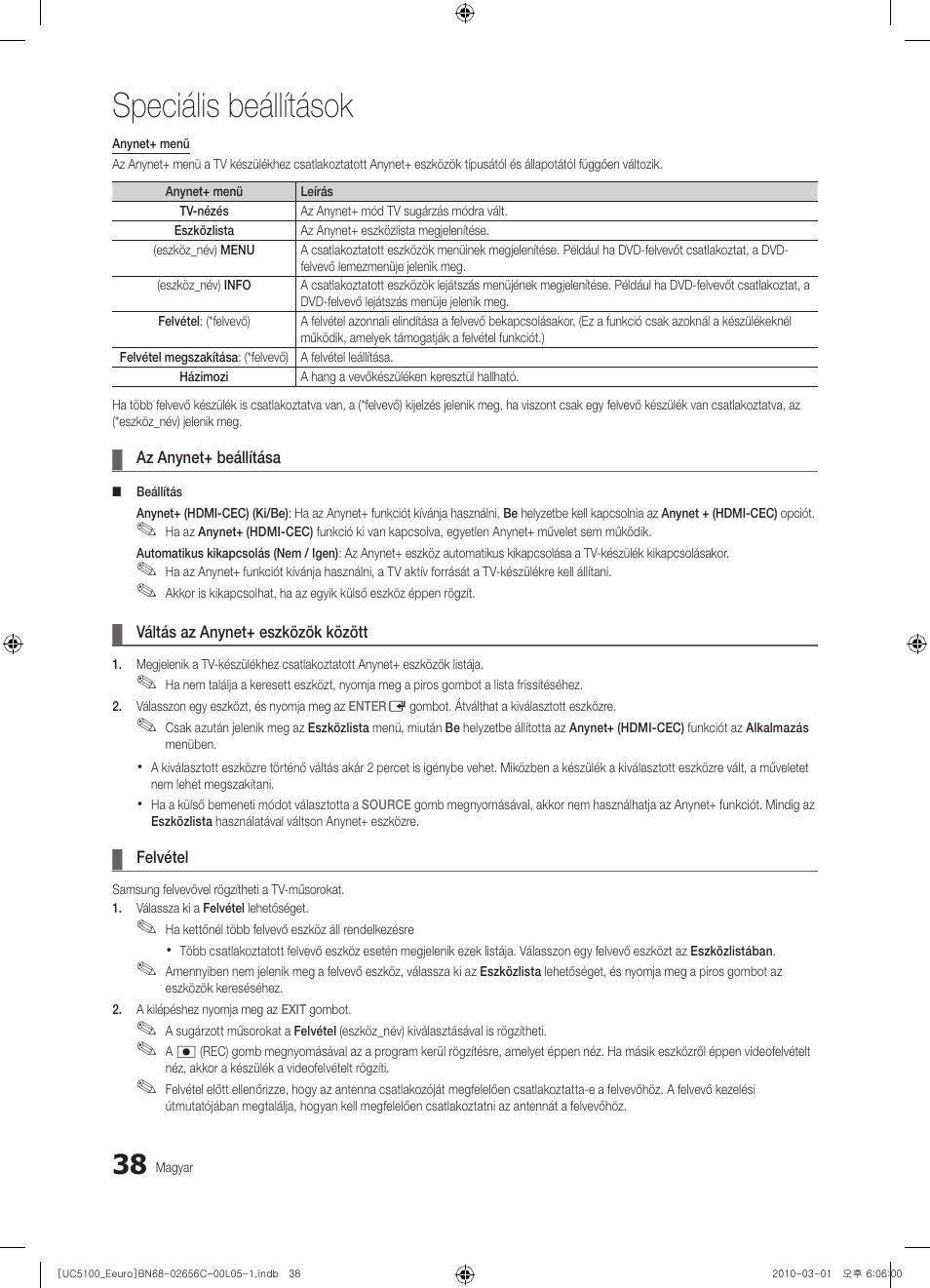 Speciális beállítások | Samsung UE46C5000QW User Manual | Page 88 / 502