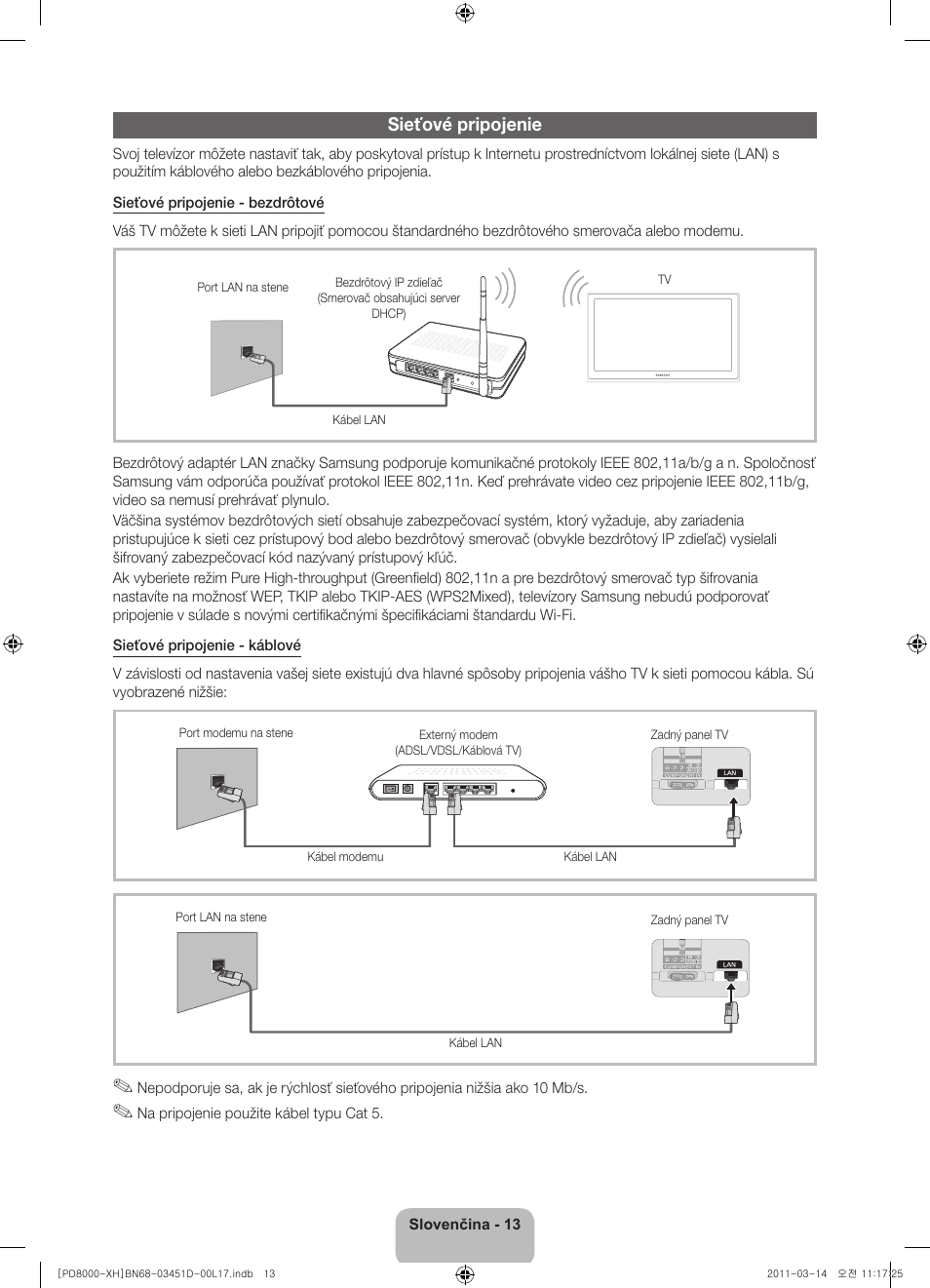 Sieťové pripojenie | Samsung PS51D8000FS User Manual | Page 141 / 310
