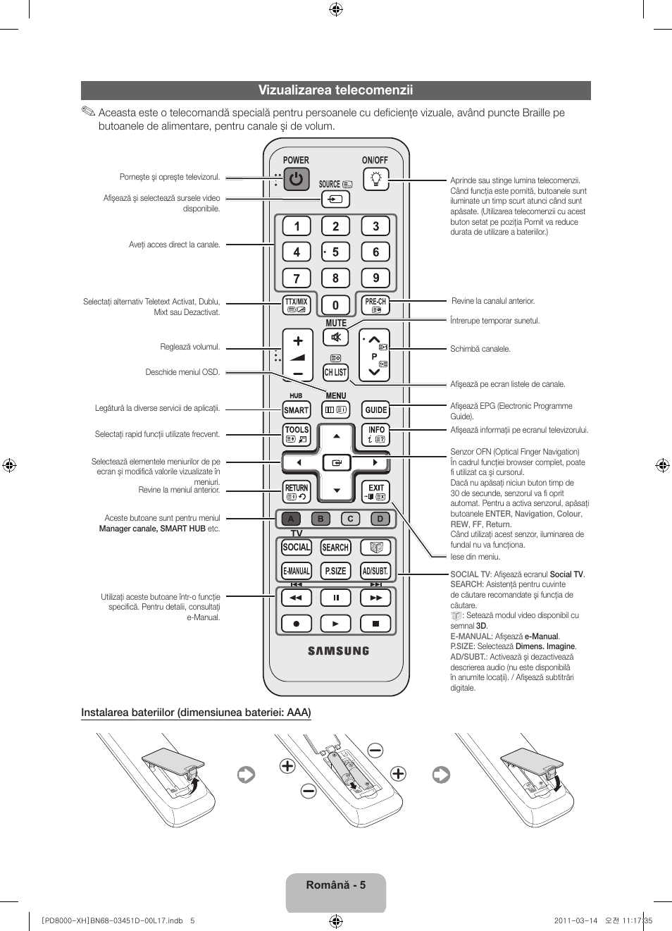 Vizualizarea telecomenzii | Samsung PS51D8000FS User Manual | Page 151 / 310