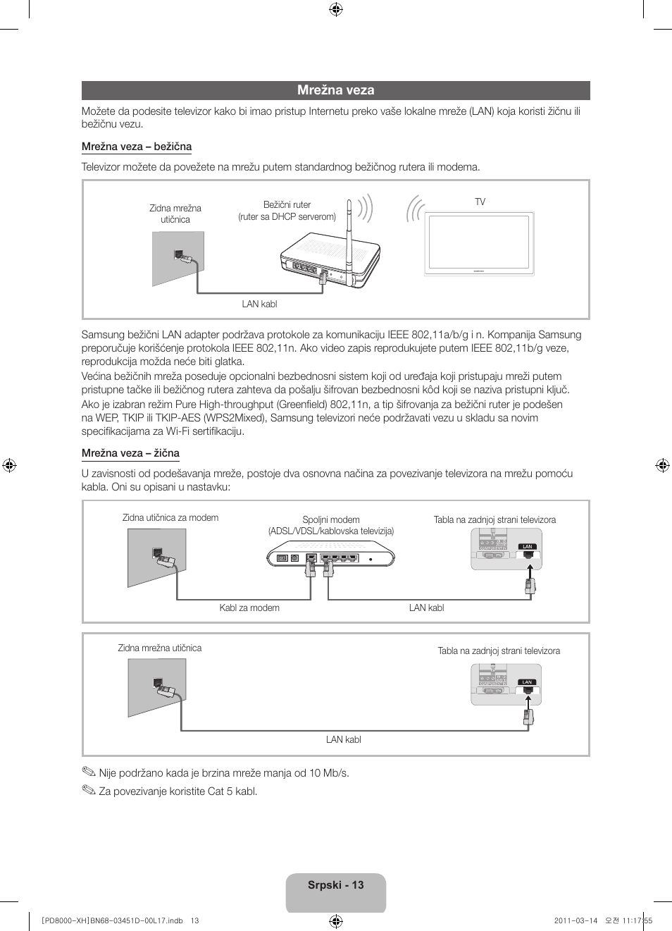 Mrežna veza | Samsung PS51D8000FS User Manual | Page 177 / 310