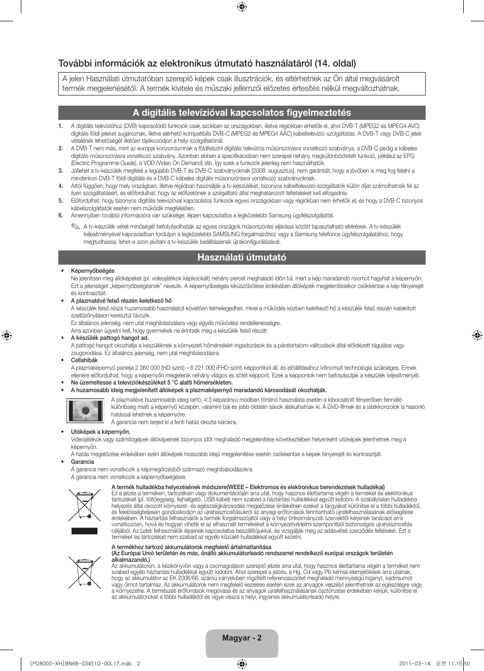 Használati útmutató | Samsung PS51D8000FS User Manual | Page 22 / 310