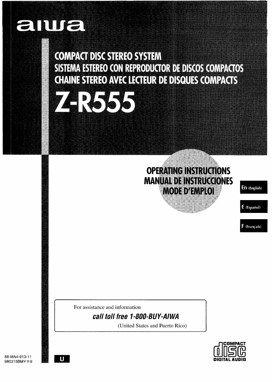 Aiwa Z-R555 User Manual | 62 pages