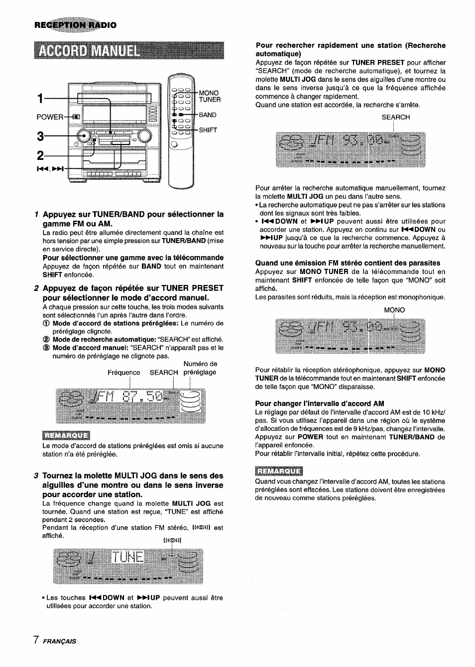 U tüne, Çysf jfì1, Reception radio | Aiwa Z-R555 User Manual | Page 50 / 62