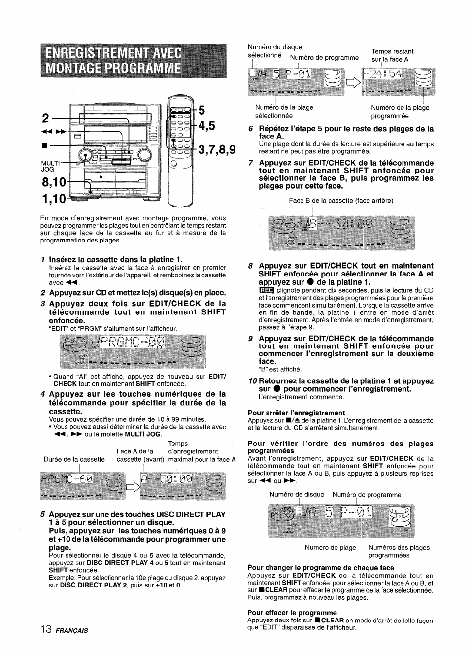 Pour arrêter l’enregistrement, Pour effacer le programme, Enregistrement avec | Frgi1c w | Aiwa Z-R555 User Manual | Page 56 / 62