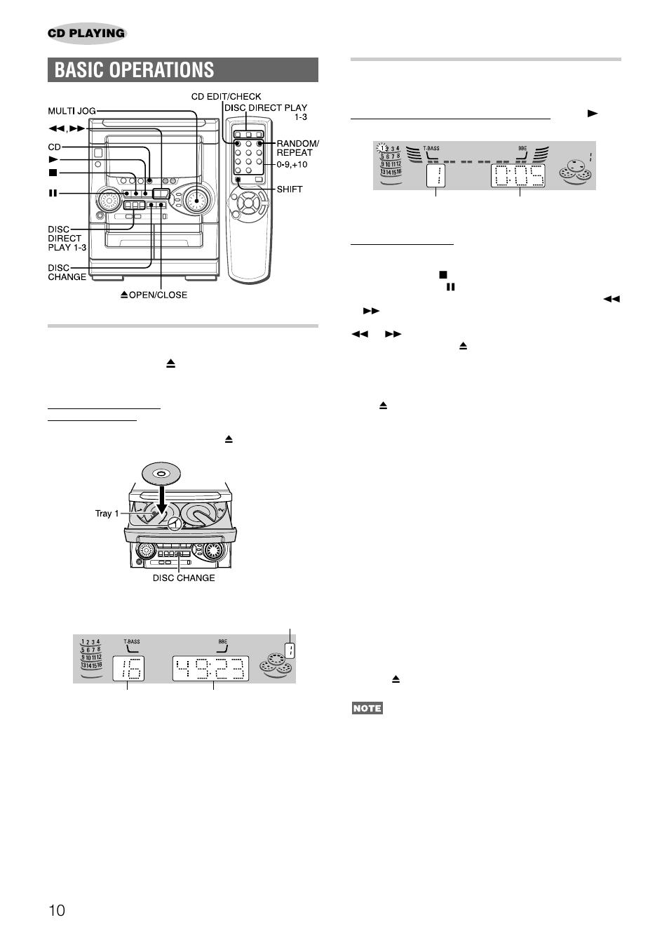 Basic operations, Loading discs, Playing discs | Aiwa NSX-AJ22 User Manual | Page 10 / 62