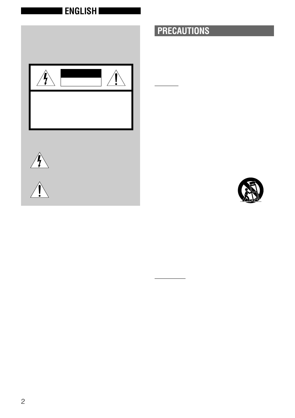 English, Precautions, Warning | Aiwa NSX-AJ22 User Manual | Page 2 / 62