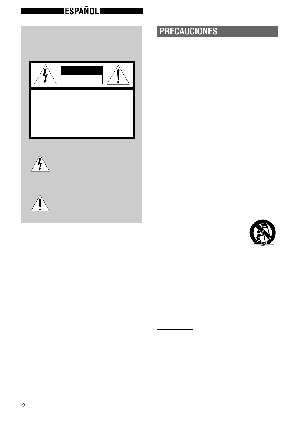 Nsx-aj22 u (s) p02~15, Precauciones, Español | Advertencia | Aiwa NSX-AJ22 User Manual | Page 23 / 62