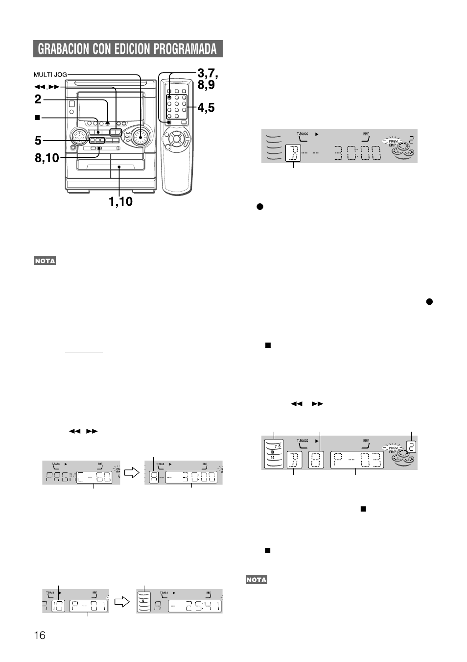 Nsx-aj22 u (s) p16~21, Grabacion con edicion programada | Aiwa NSX-AJ22 User Manual | Page 37 / 62