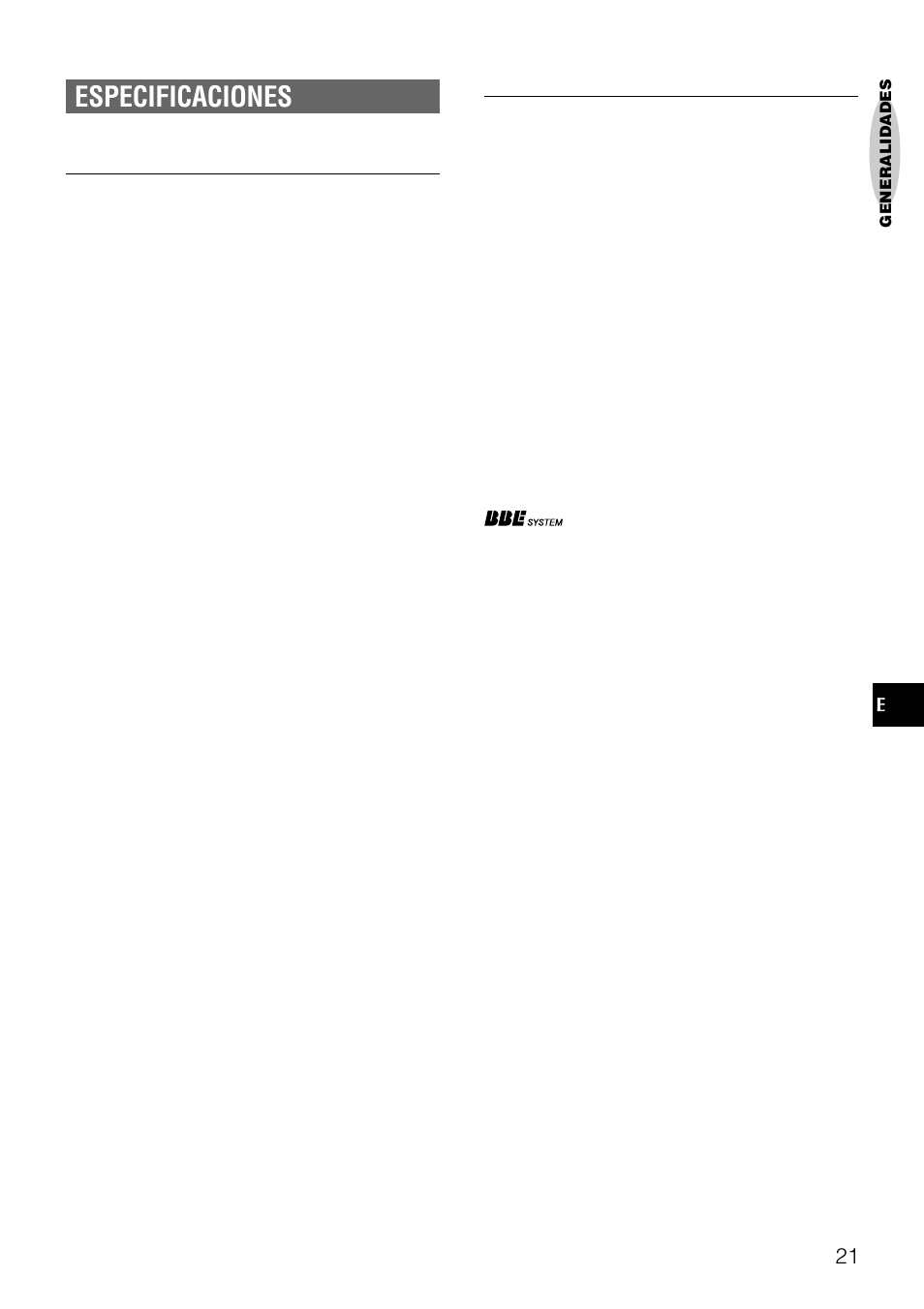 Especificaciones | Aiwa NSX-AJ22 User Manual | Page 42 / 62