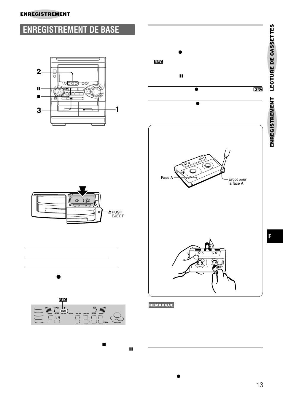 Enregistrement de base, Insertion d’espaces blancs | Aiwa NSX-AJ22 User Manual | Page 54 / 62