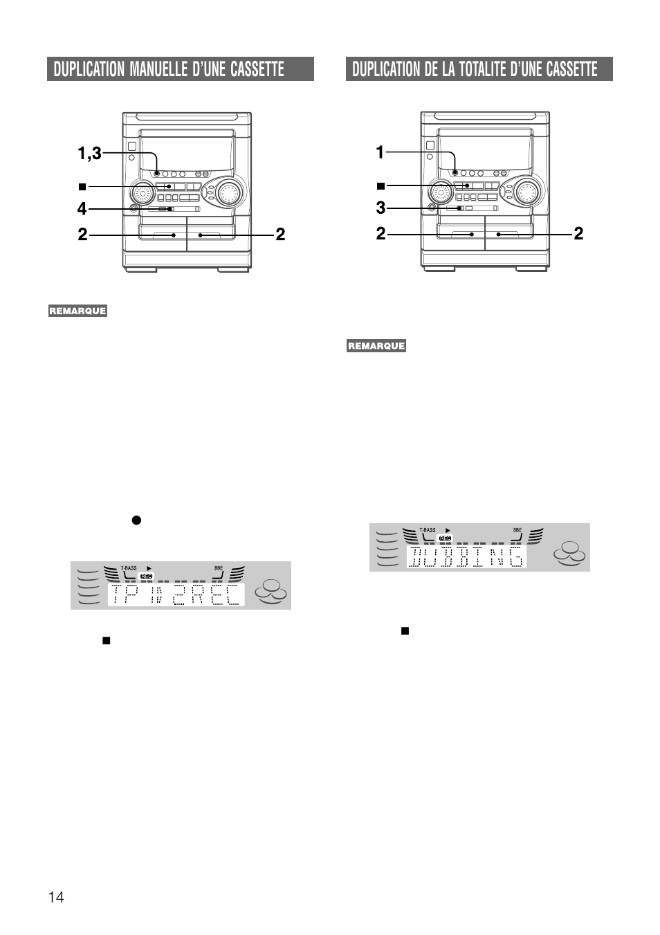 Duplication manuelle d’une cassette, Duplication de la totalite d’une cassette | Aiwa NSX-AJ22 User Manual | Page 55 / 62