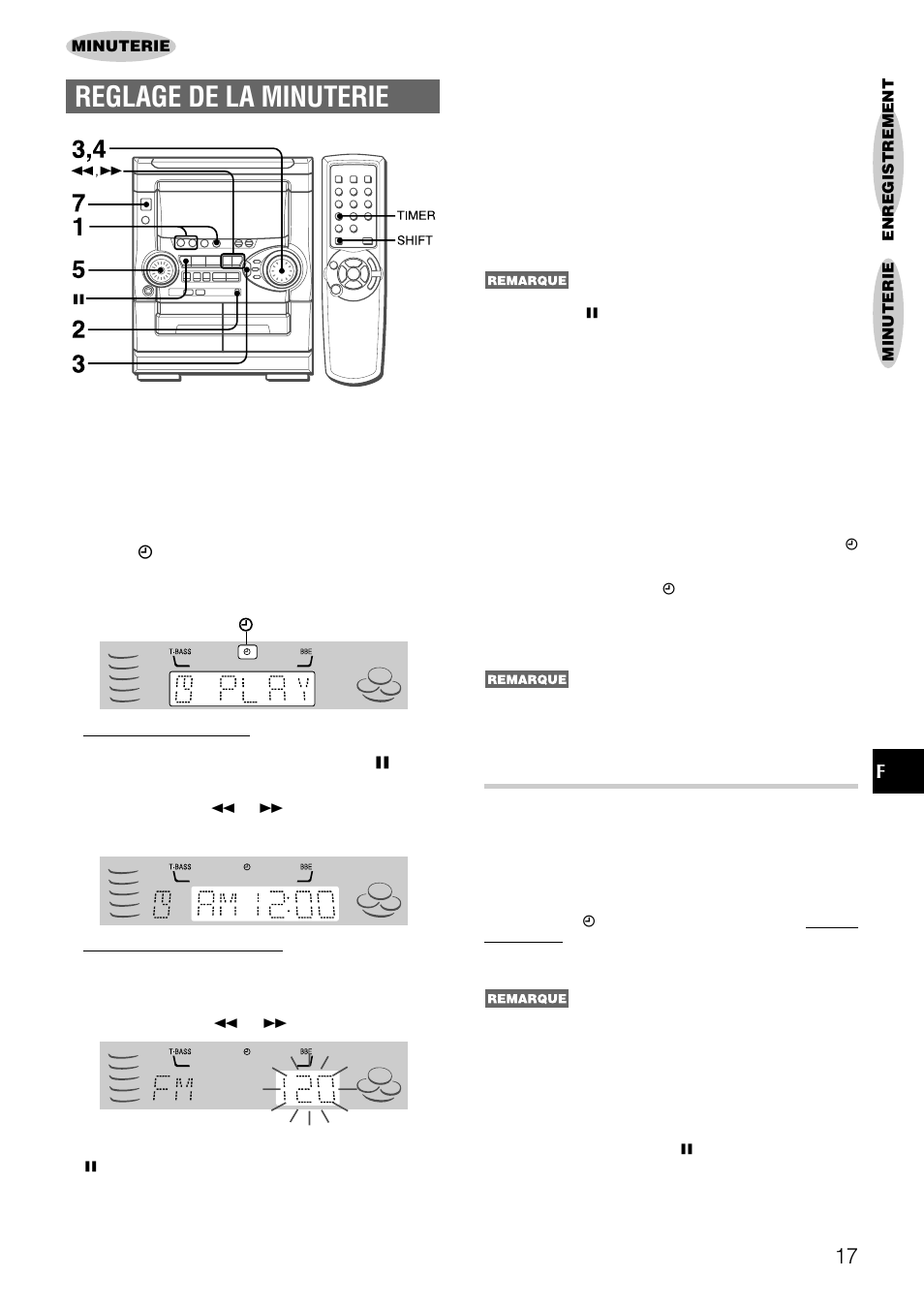 Reglage de la minuterie, Enregistrement commande par minuterie | Aiwa NSX-AJ22 User Manual | Page 58 / 62
