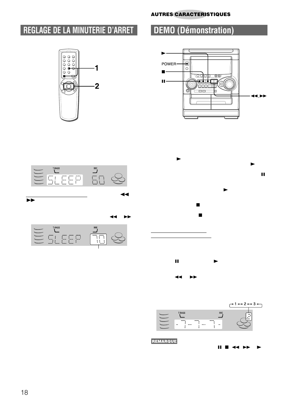 Reglage de la minuterie d’arret, Demo (démonstration) | Aiwa NSX-AJ22 User Manual | Page 59 / 62
