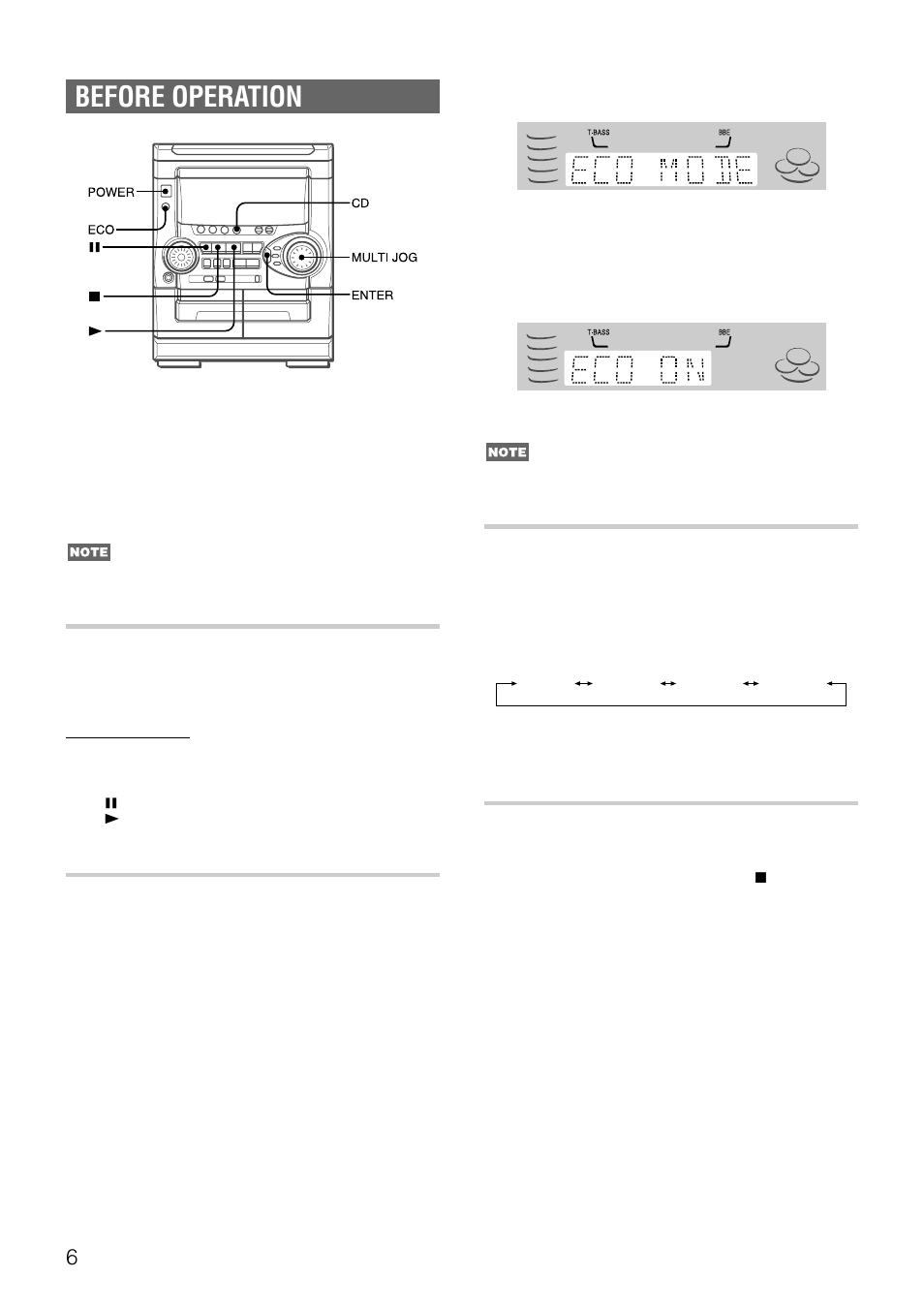 Before operation, Demo (demonstration), Setting power economizing mode | Dimmer mode, Flash window | Aiwa NSX-AJ22 User Manual | Page 6 / 62