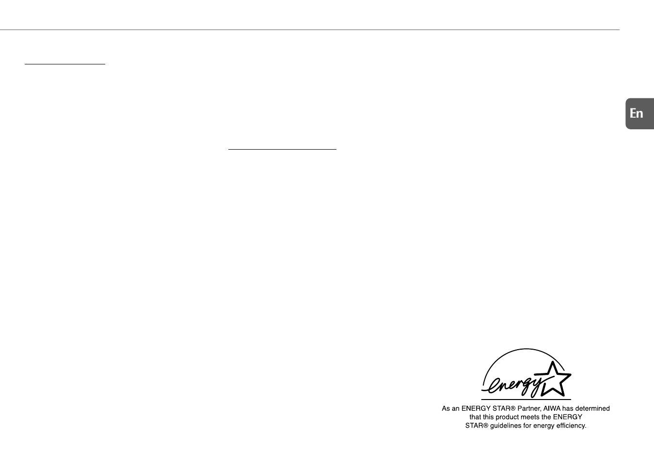 Specifications, 19 en | Aiwa XR-EM50 User Manual | Page 19 / 20