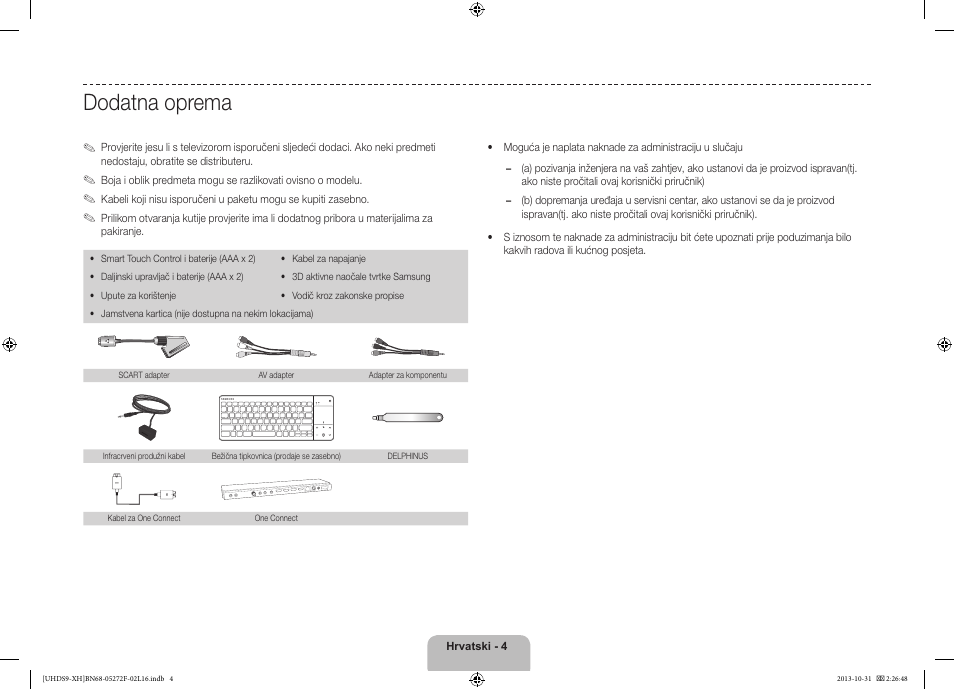 Dodatna oprema | Samsung UE85S9ST User Manual | Page 124 / 385