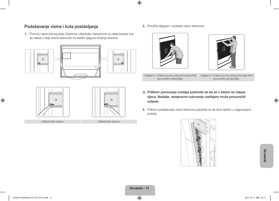 Podešavanje visine i kuta postavljanja | Samsung UE85S9ST User Manual | Page 131 / 385