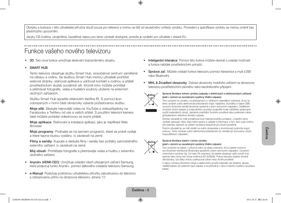 Funkce vašeho nového televizoru | Samsung UE85S9ST User Manual | Page 147 / 385