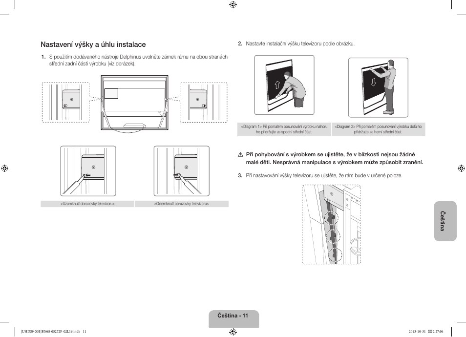 Nastavení výšky a úhlu instalace | Samsung UE85S9ST User Manual | Page 155 / 385