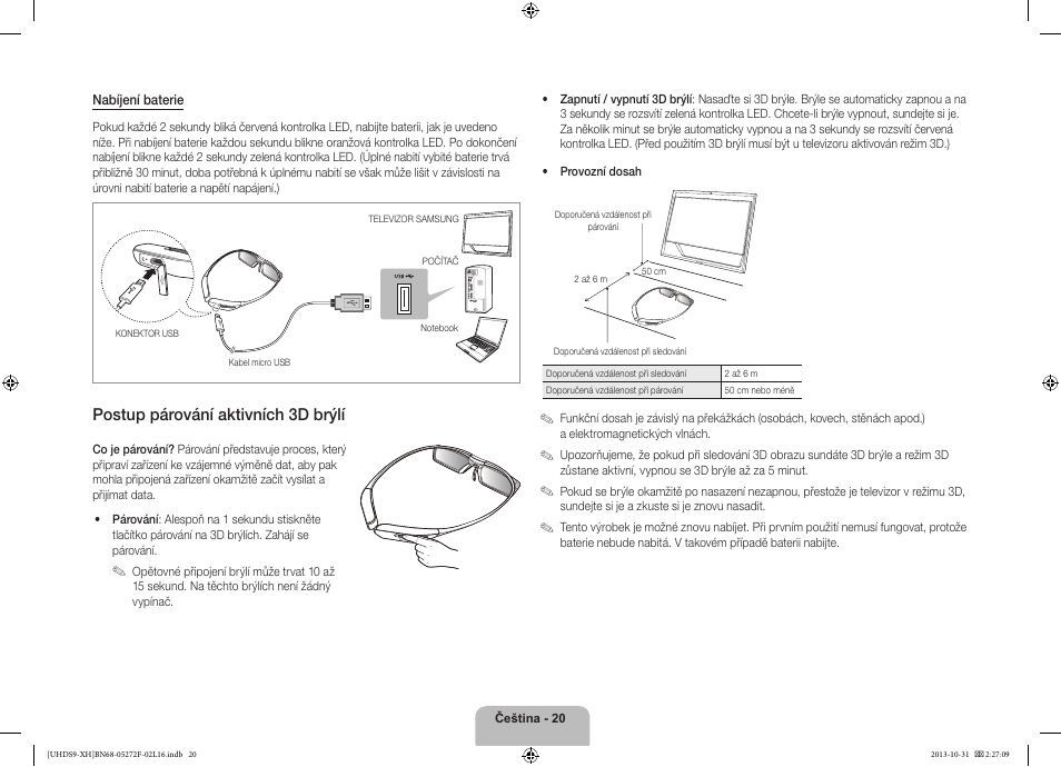 Postup párování aktivních 3d brýlí | Samsung UE85S9ST User Manual | Page 164 / 385