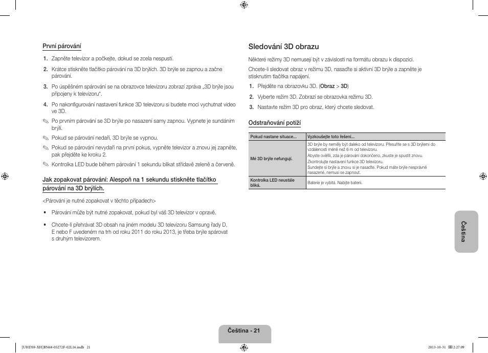 Sledování 3d obrazu | Samsung UE85S9ST User Manual | Page 165 / 385