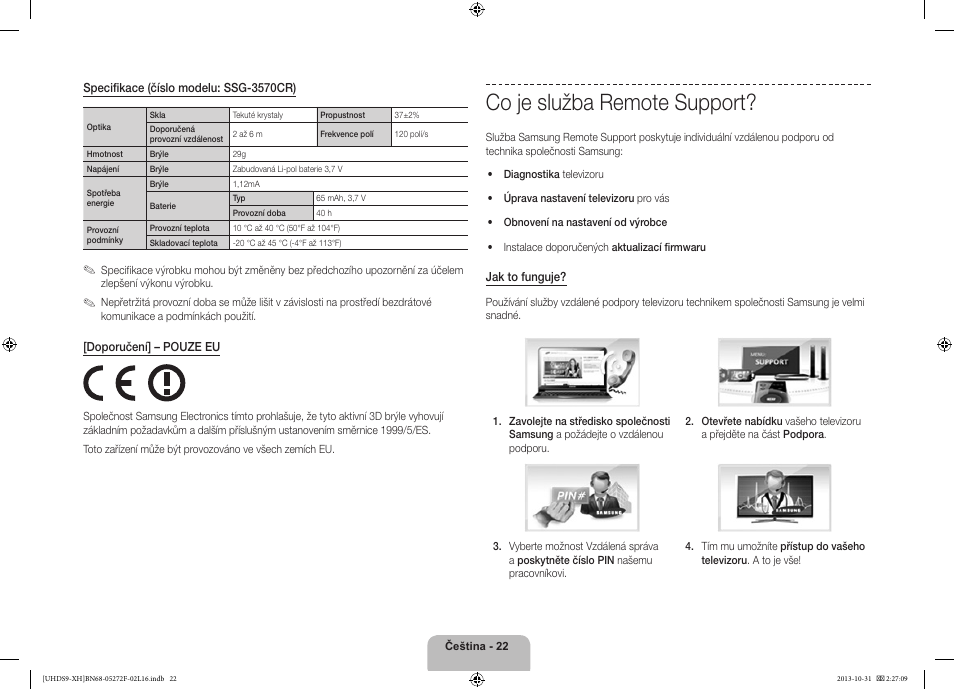 Co je služba remote support | Samsung UE85S9ST User Manual | Page 166 / 385