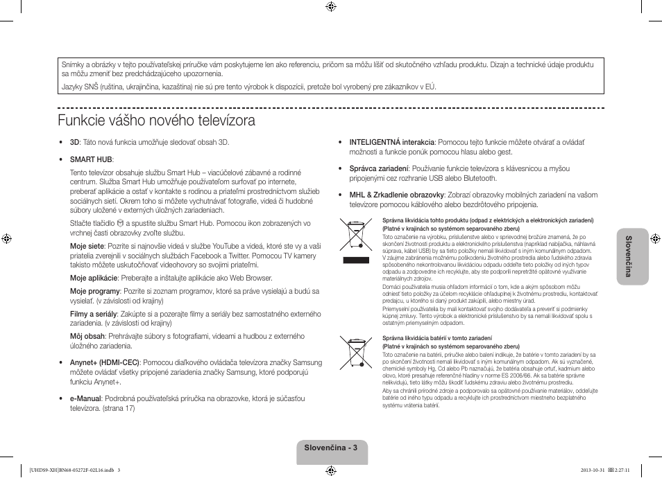 Funkcie vášho nového televízora | Samsung UE85S9ST User Manual | Page 171 / 385