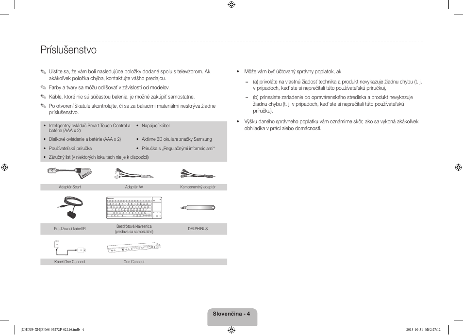 Príslušenstvo | Samsung UE85S9ST User Manual | Page 172 / 385