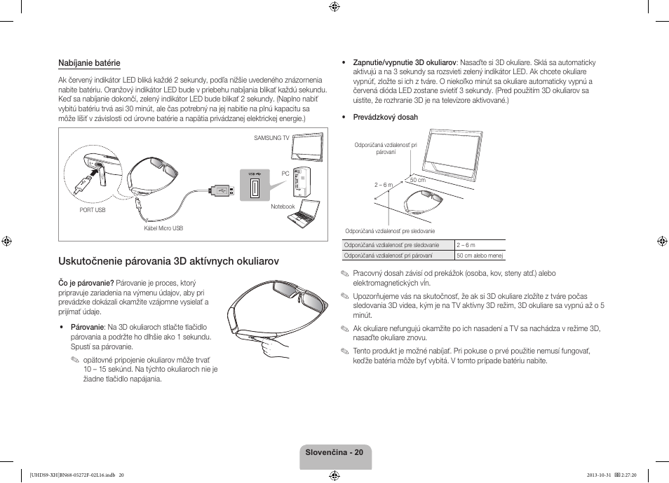 Uskutočnenie párovania 3d aktívnych okuliarov | Samsung UE85S9ST User Manual | Page 188 / 385