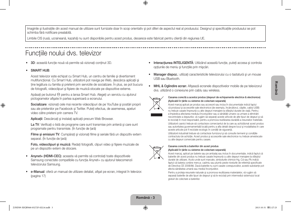 Funcţiile noului dvs. televizor | Samsung UE85S9ST User Manual | Page 195 / 385