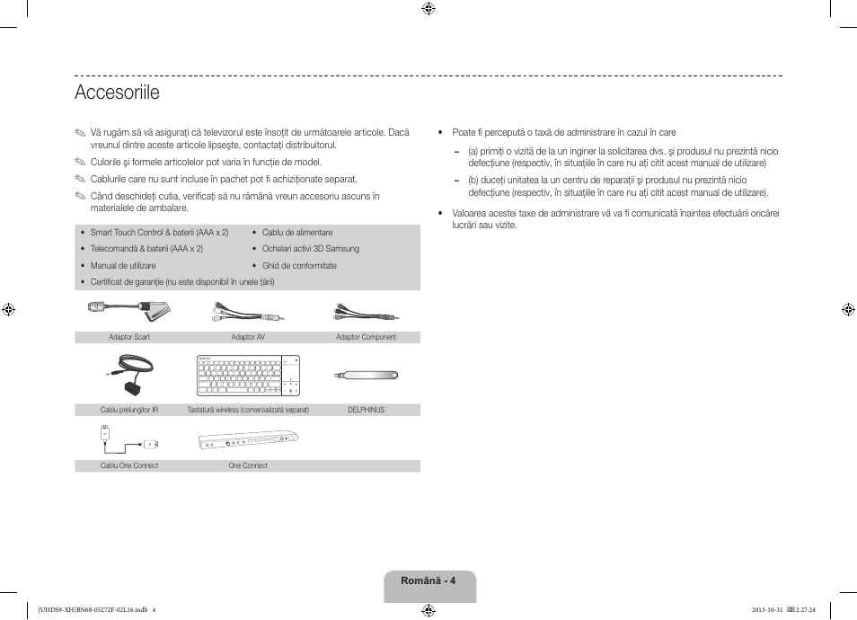 Accesoriile | Samsung UE85S9ST User Manual | Page 196 / 385