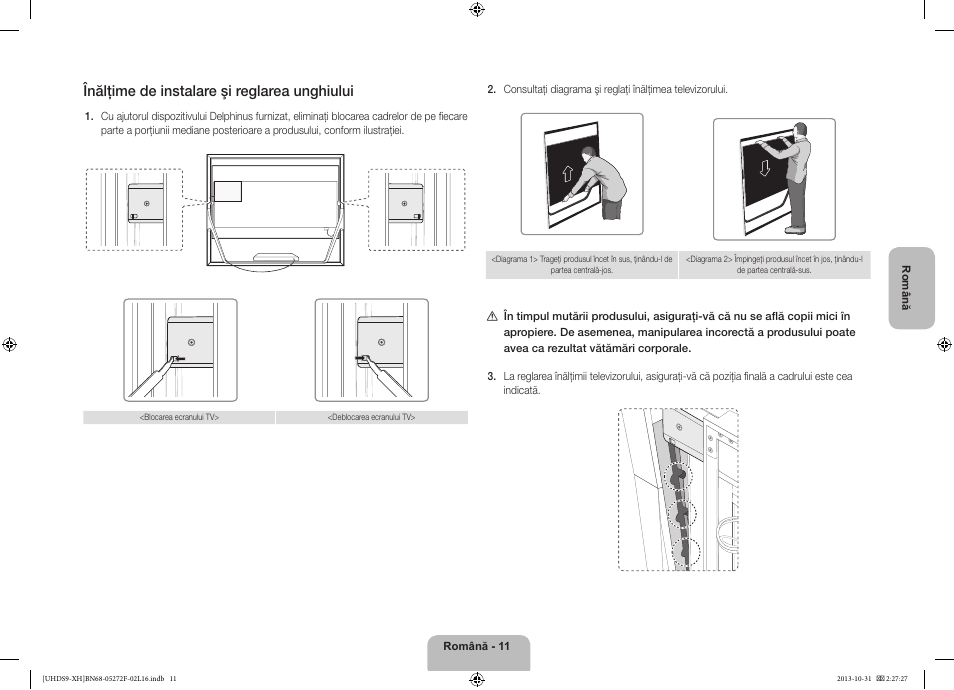 Înălţime de instalare şi reglarea unghiului | Samsung UE85S9ST User Manual | Page 203 / 385